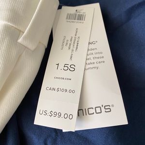 CHICO’S -  NWT –   WHITE/ECRU   STRAIGHT LEG PANT,